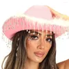 Basker praktisk strass Tassel Feather Western Cowboy Hat Cowgirl Fabric Festival Wearing