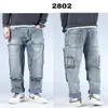 2021 Graffiti Print Punk Skateboard Jean Patch Pocket Harem Jeans Men Baggy Jeans Denim Pants Loose Baggy Plus Size 30-46337i