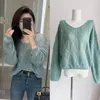 Kadın Örgüleri Vintage Hollow Out Sweater Kadınlar Uzun Kollu Kazaklar Y2K Retro Tops Fairycore İlkbahar Yaz 2023