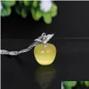 Colares Pingente de Alta Qualidade Bonito Mini Apple 9 Cor Opala Moonstone Forma de Fruta Charme Correntes de Onda de Água para Mulheres Moda Jóias Dr Dhzmo