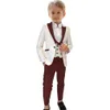 Garnitury Formal Boy's 3 -Siece Set Set Festpants Paisley Slim Fit Classy Kids Tuxedo Toddler Dresswear Pierścień Wedding Nosiciel 230830