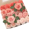 Fleurs décoratives 25 pièces boîte 8 cm artificielle PE Rose mariée Bouquet fleur pour fête de mariage bricolage Table à manger décoration décor à la maison