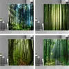 Rideaux de douche Moderne 3D impression forêt rideaux de douche plante verte arbre paysage rideau avec pour salle de bain tissu imperméable R230831