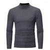 Camisetas para hombre Otoño Invierno Camiseta térmica fina Cuello medio Fondo Delgado Algodón cálido Cuello alto Manga larga