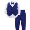 Dräkter Baby Boys Suit Set Smörjare Blazer Infant Wedding Suits Outfit Boy Baptism Doptuxedo Kids Christmas Formal Clothes Set 230830