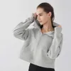 LU-220 Manteau de sport pour femme avec demi-fermeture éclair, pull à capuche, ample, polyvalent, costume de baseball, course, fitness, yoga, vêtements de sport, veste