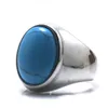 Coole grote blauwe stenen ring 316L roestvrij staal of zwart Rock feestcadeau 270t