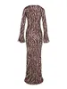 Básico Casual Dresse Sexy Manga Longa Bodycon Maxi Vestido Longo Flared Cuff Gola Redonda Slim Club Party Vestidos 230831