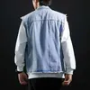Yeni şık havalı erkek kot yelek sıkıntılı vintage yırtık püskül yelek mor mavi mavi kolsuz kot ceket erkekler için hkd230831