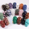 Party Decoration Healing Reiki Halloween 1 Inch Crystal Quarze Skull Sculpture Hand Carved Gemstone Staty Figur Collectible FY7960 AU17