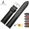 ALK cinturino per orologio vintage in pelle di mucca cinturino con fibbia moda in acciaio nero cinturino accessori per cintura marrone oro 20 mm243D