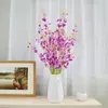 Dekorativa blommor Silk Artificial Yellow Futterfly Orchid Phalaenopsis Fake Flower Branch For Wedding Party Home Festival Dekoration