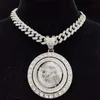 Hommes Hip hop glacé Bling rotatif Dollar pendentif collier 13mm cristal chaîne cubaine Hiphop colliers mode charme bijoux 230831