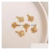 Ciondoli 4 pezzi in ottone placcato oro mezzaluna sole fiore pendenti in zircone per creazione di gioielli fai da te orecchini collane materiale artigianale ciondoli D Dhqum
