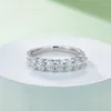 Anillos de racimo BOEYCJR 925 Plata Corte ovalado 3x4 mm 2.1ct Total D Color Moissanite VVS1 Half Eternity Banda a juego Anillo de bodas para mujeres