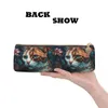 Pencil Bags Cat Triangle Pencil Case Neon Colorful Painting Teens School Zipper Pencil Box Kawaii Leather Pen Bag HKD230831