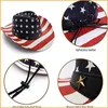 Wide Brim Hats Bucket Vintage Cowgirl Hat American Flag Western Cowboy Riding with Windproof Rope for Outdoor Activities 230830