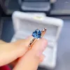 Cluster Rings Rose Gold Plated 925 Sterling Silver Engagement Ring Natural London Blue Topaz Heart For Women Gift