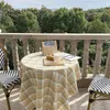 Bordduk Modern Fresh Korean Style Outdoor Tablecloth Retro Cream Color Home Diy Plaid Bakgrund Chic Mantel Cuadrado