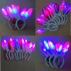 Party Favor LED Light Flashing Fluffy Rabbit Ears Headband Sequins Headdress Bunny Ears Cosplay Head Wraps Halloween Christmas Headwear Q547