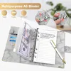 Binder PU Leather Notebook Marble Refillable 6 Rings Cover Loose Leaf Planner With Magnetic Buckle Closure