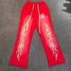 Heren broek Vintage rode Hellstar joggingbroek hoge kwaliteit mannen vrouwen losse Bell Bottoms broek streetwear 230831