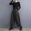 Pantaloni da donna 2023 arrivo stile coreano stampa a righe vita alta autunno Casual moda di strada donna primavera gamba larga