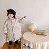 Down Coat Children's Mid Long Pure Color Cotton vadderad jacka med kashmir för pojkar och flickor vinter varm stående krage j