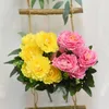 Dekorative Blumen, 35 cm, künstliche Blume zur Dekoration, 7-köpfige Pfingstrose, hochwertige gesponnene Seide, getrocknet, Hochzeit, Garten, ästhetische Raumdekoration