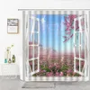 Shower Curtains Green Forest Natural Scenery Shower Curtains Outside The Window Country Style Decor Curtain For Bath Spring Summer Autumn R230831