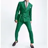 Green Slim Fit Prom Men Suits With Double Breasted Peaked Lapel Custom 2 Piece Wedding Tuxedo 2020 Fashion Clothes197p