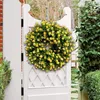 Couronne de fleurs décoratives printemps et été, jaune pur, Simulation de fleur, porte suspendue pour la maison, grande pour l'avant et l'extérieur