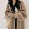 Damskie Krzyki Koszulki Kobieta Zimowa dzianina Cardigan luźne swobodne długie płaszcze koreańskie sweter mody vneck prosta odzież 230830