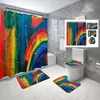 Shower Curtains Ink Painting Shower Curtain Set with Cover Non-Slip Bath Mat Drawings Sakura Waterproof Shower Curtain Set R230831