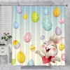 Shower Curtains Easter Shower Curtain Bunny Colorful Eggs Waterproof Bath Screen Fabric Bathtub Partition Bathroom Decor Set R230831