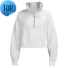 Ll Women Autumn High Neck Gym Jacket Sweatshirt Yoga Suit Ladies Hoodies Sport Coat Half Zipper Pullover Stand Collar Kort stil med fleece5h