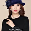 Wide Brim Hats Bucket Lady Chic Flower Asymmetric Cloche Cap Women 100 Wool Felt Fedora 230830