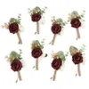 Flores decorativas 1 pc rosa boutonniere com pinos noivo flor artificial para cerimônia de casamento aniversário formal jantar festa baile