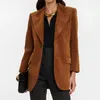 Veste de costume pour femmes, vêtements d'extérieur, mode coréenne, Slim Fit, Blazer en velours côtelé, manteau Long, haut à manches avec grand nom, automne 2023