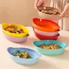 Tigelas 8 cores gradiente cerâmica barco em forma de placa oval salada de frutas pratos tigela forno aplicável utensílios de cozinha de cozimento