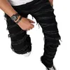 Jeans pour hommes empilés pour pantalon en jean coupe ajustée déchiré Vintage Hip Hop Patchwork pantalon Streetwear 230831