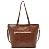 Evening Bags Women Leather Handbag Retro Tote For Handbags And Purses Vegetable Tanned Oversize Shopper Female Travel
