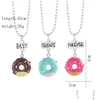 Pendant Necklaces Child Cute Best Friends Necklace Monkey Donuts Princess Dog Food Ice Cream Resin Bead Chain For Children Friendship Dhyoh