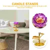 Candle Holders 2 Pack Tall Lotus Holder Table Centerpiece Stands Glass Decor Living Room Dining Desktop Ornament Alloy Candlestick