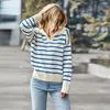 Swetery kobiet w paski Swater Pullovers Drop ramię Kintting Tops Casual Lose Long Rleeves Skoczniki jesienne zima dla kobiet DD703