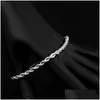 Chain Luxury M 4Mm 925 Sterling Sier Bracelets 8 Inch Women Twisted Rope Wristband Wrap Bangle For Men S Fashion Jewelry Drop Delivery Dht1P