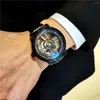Wristwatches AOKULASIC Automatic Winding Men's Watch Fashion Unique Mechanical Wristwatch Leather Strap Waterproof Clock Reloj Hombre