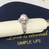 Anneaux de mariage Zhboruini Pearl Ring Placage 14K Or blanc 100 Naturel Diamant d'eau douce Design Femme Bijoux Cadeau 230831