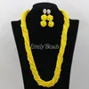 Necklace Earrings Set Amazing 2023 Yellow Crystal Beads Costume Necklaces Nigerian Wedding African Bridal Jewelry AMJ658