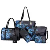 Sacos de noite estilo chinês impressão floral mulheres bolsas de ombro conjunto feminino prático saco composto 6 peça conjunto designer marca bolsa 230830